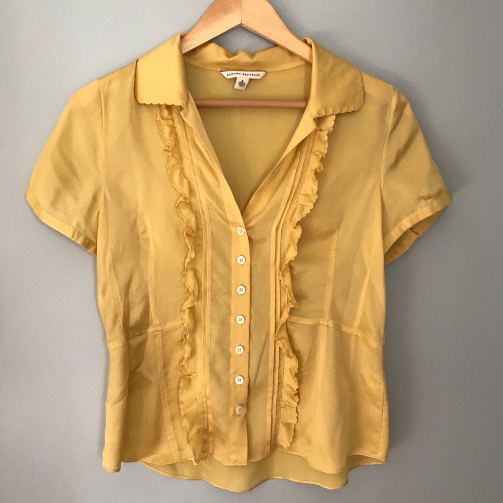 Yellow Silk Banana Republic Shirt